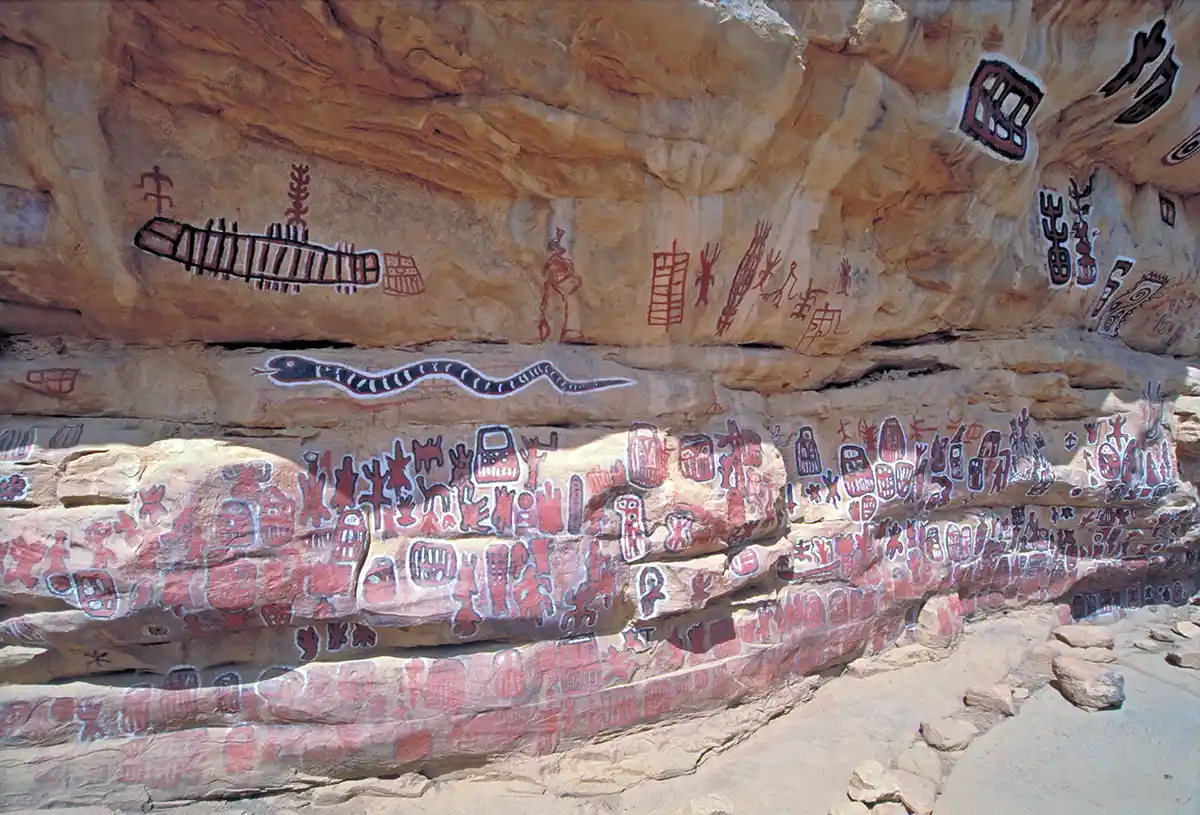 Rite of passaage ceremonial site for Dogon boys becoming men, near village of Songo, Bandiagara Rite of passaage ceremonial site